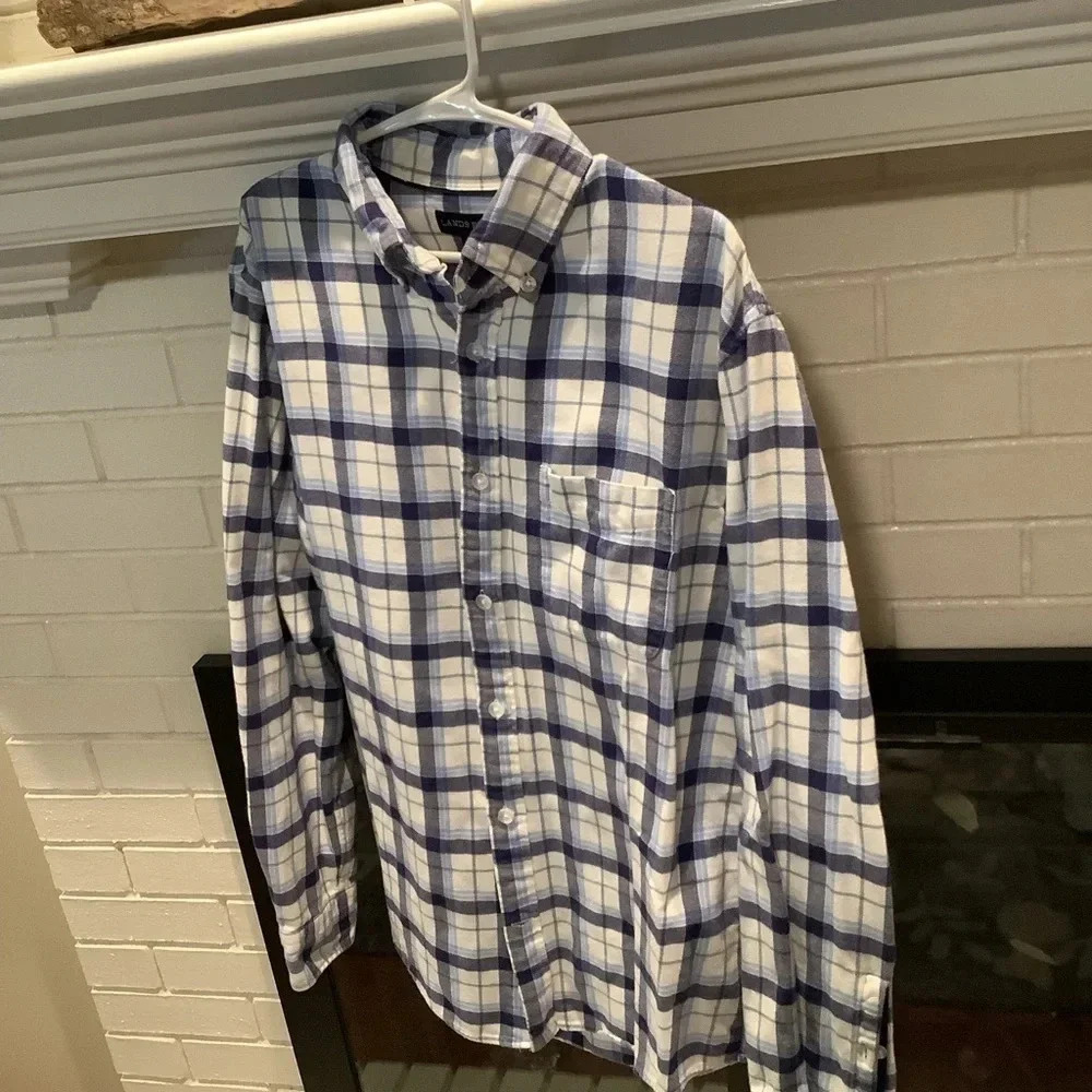 #167 Lands End Thick Soft Flannel Shirt Sz Medium - Picture 5 of 6